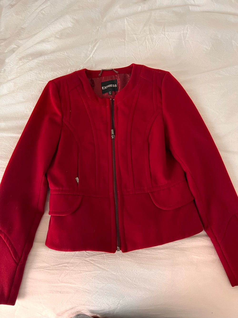 Express Red Zip-Front Blazer Jacket